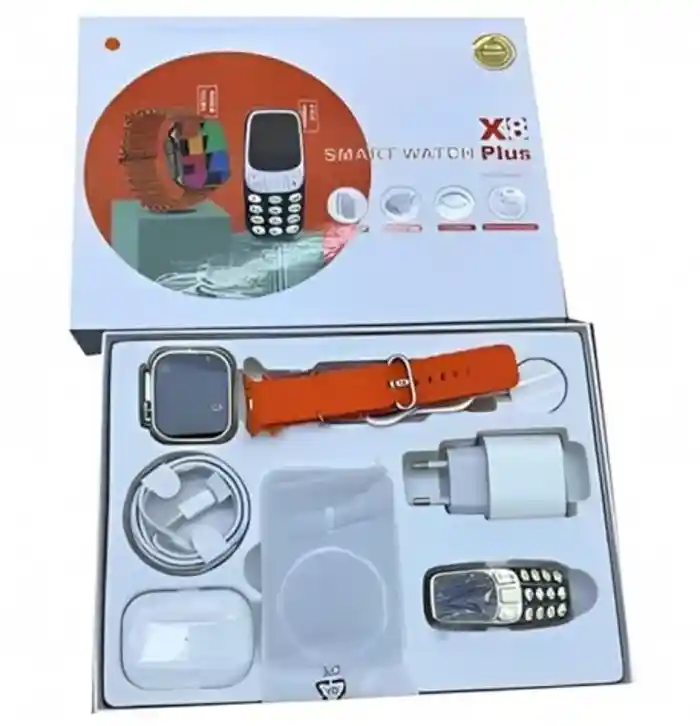 X8 Plus Smart Watch Mobile Phone Power Bank Airpod Charger All in one Combo